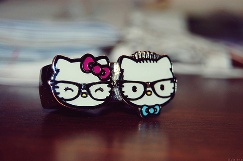 cute, glasses and hello kitty