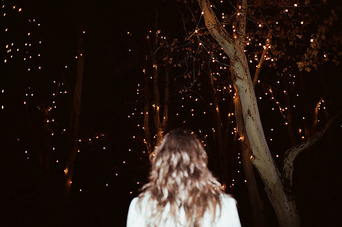 girl, lights and night