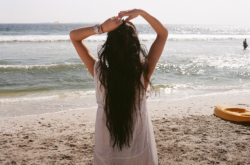 beach, girl and hair extensions