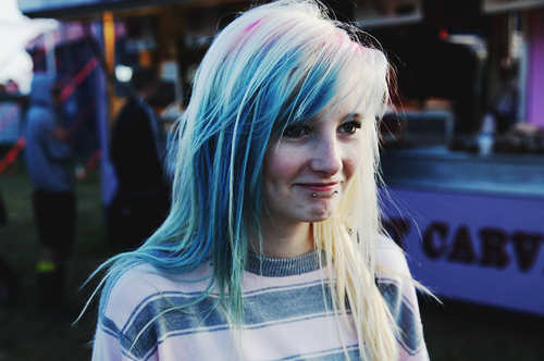 blue hair, cute girl and cute hair