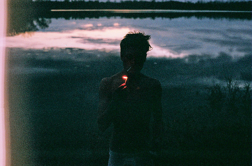 boy, cigarette and clouds