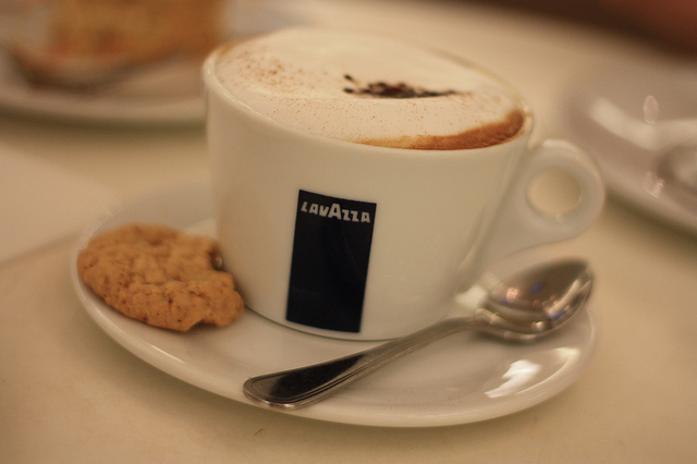 cappuccino, cookie and food