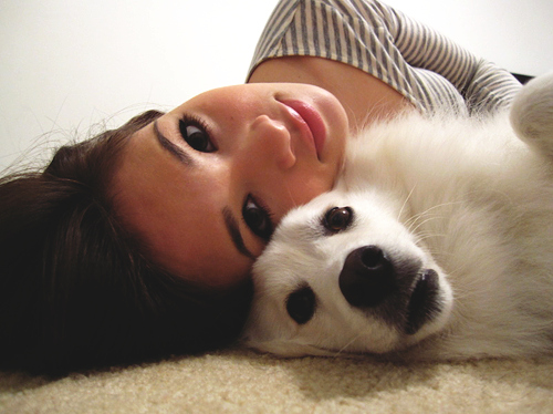 cute, dog and girl