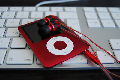 apple,  earphones and  ipod