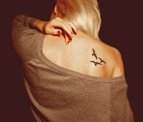 back, back tattoo and bird tattoo