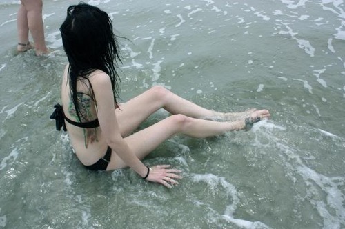 beach, bikini and black