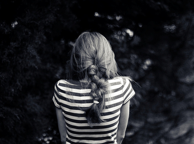 black and white,  braid and  girl