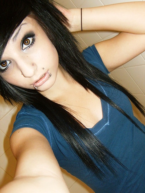 black hair, emo and emo girl