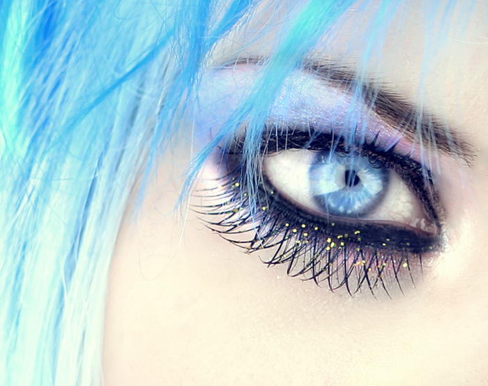 blue, eyes and hair