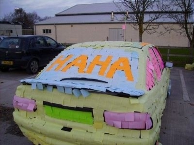 car,  funny and  post-its