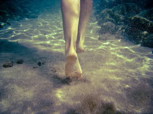 feet, ocean and running