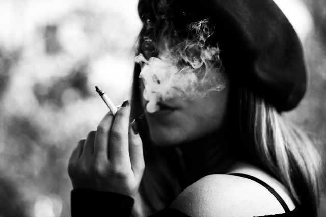 art, black and white and cigarette