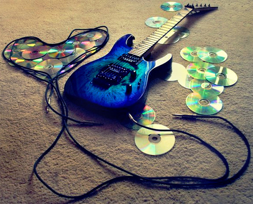blue, guitar and heart