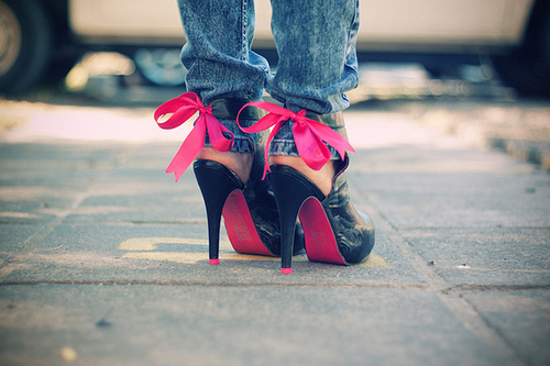 bow, fashion and heels