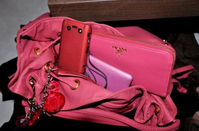 handbag,  iphone and  not real iphone