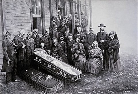 art, black and white and coffin