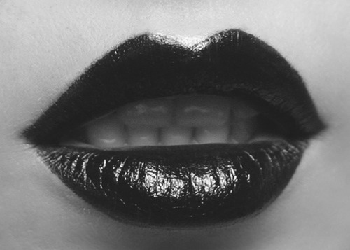 b&w, black and white and black lips