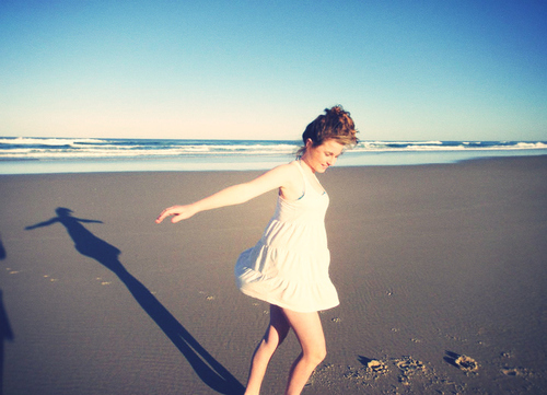 beach, blue sky, brown, coast, dance, dress