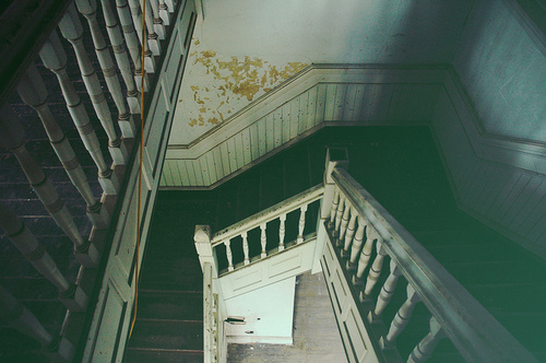 beautiful, creepy, dark, decay, staircase, stairs
