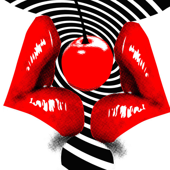 black and white cherry lips pop art red