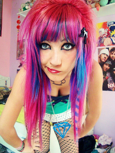 Makeup   on Colorful Hair  Emo  Fail  Fat  Girl  Hair   Inspiring Picture On Favim