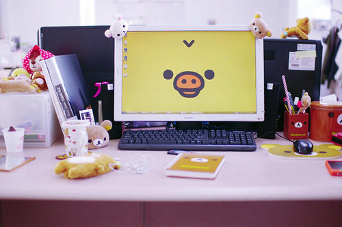 computer, cute, kawaii, kiiroitori, korilakkuma, pig