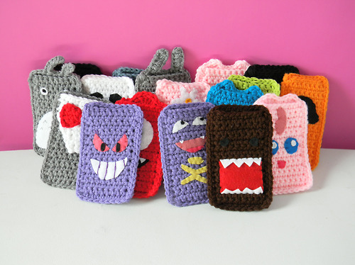 crochet, domo, etsy, gengar, ipod case, jigglypuff