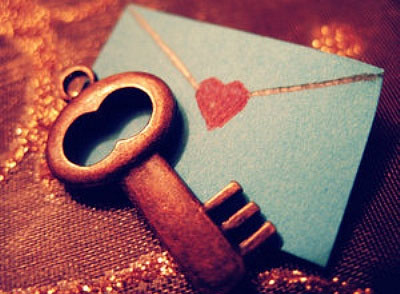 heart,  key and  letter