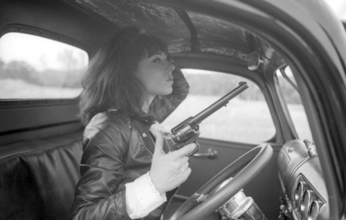 b&w, bad girl, femme fatale, gun, vintage
