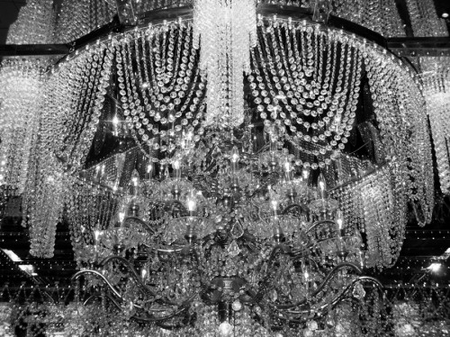 beads, black and white and chandelier