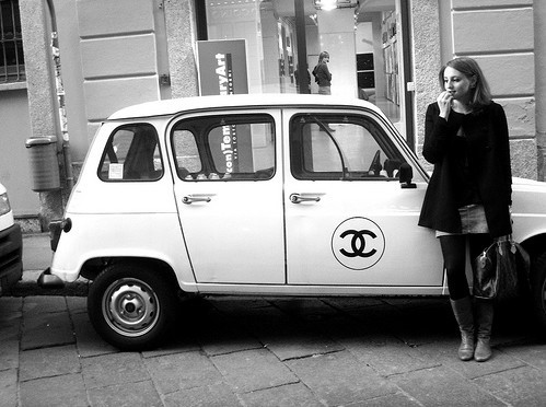 black and white, car and chanel