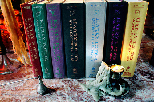 books, candles and harry potter