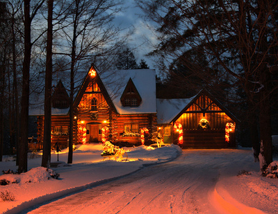 cabin,  cottage and  snow