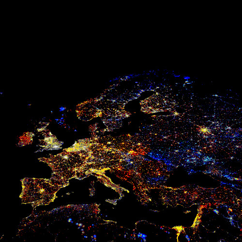europe, lights and night