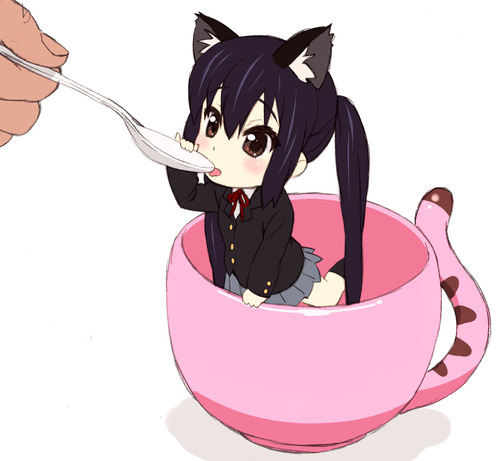 azusa, cat and cup