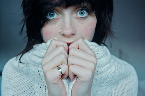 big eyes, fingers and girl