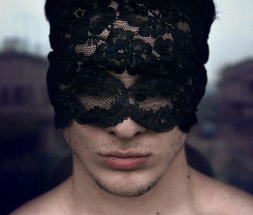 black, black lace and blindfold
