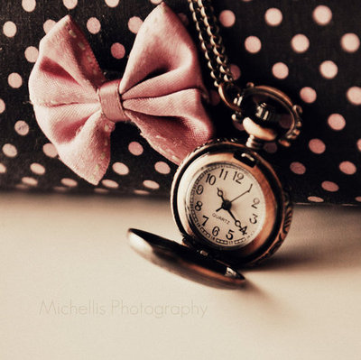 bow, clock and cute