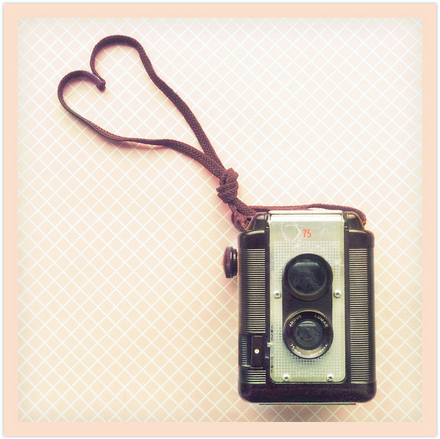 camera, heart, heart shape, love, old camera, photography