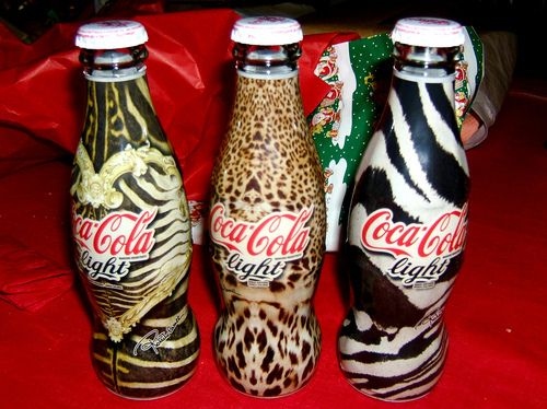 animal print, bottles and coca cola