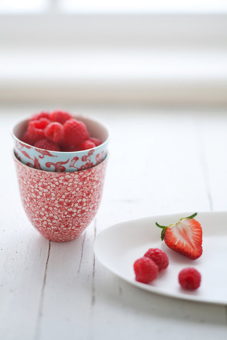 berries, cups, cute, design, flowers, fruit