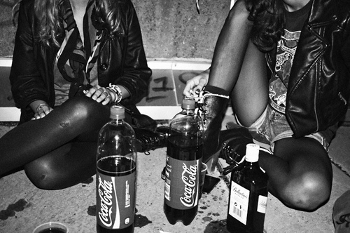 black and white, coke and drunk
