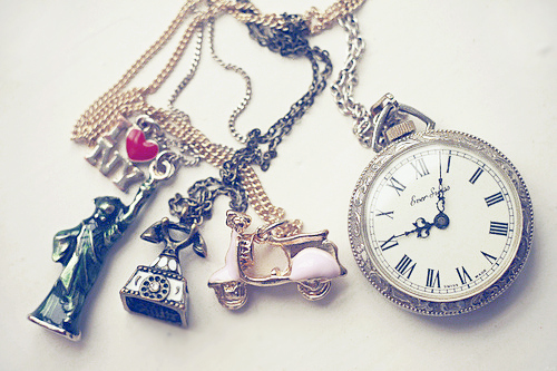 clock, nekclace and photography