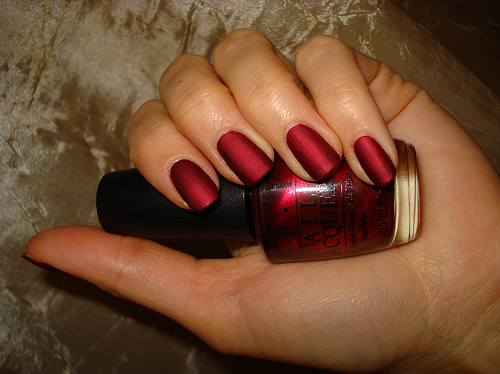 matte, nail polish, opi, red, separate with a comma