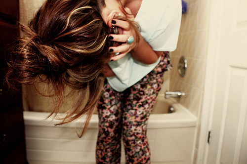 bathroom, cool, flowers, girl, hair, leggins