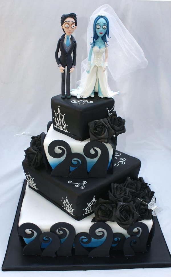black rose, cake and corpse bride