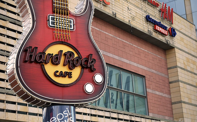 cafe, guitar and hard rock