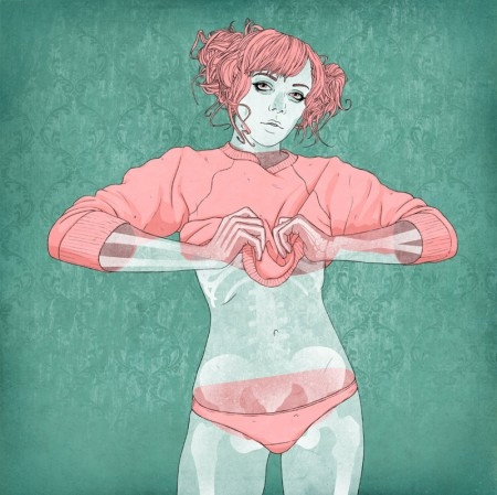 girl, illustration, jason levesque, pink, pretty, sexy