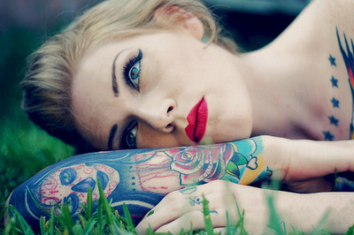 arm,  arm tattoo and  blonde