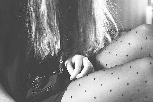 beautiful, black, black and white, blonde, camera, cute